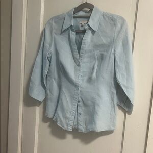 Robin’s Egg Blue 100% Linen Button-Up Shirt